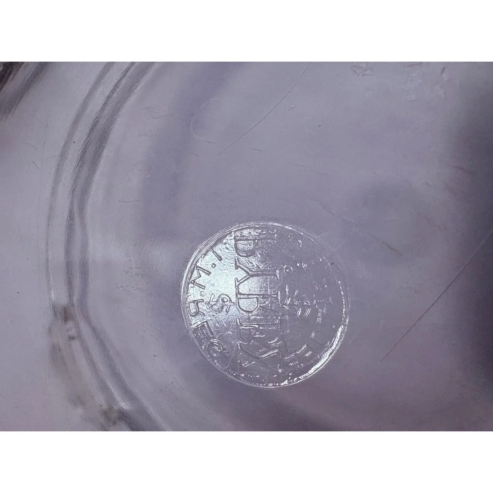 Pyrex Clear‎ Glass Etched Floral Casserole Dish with Silver Filigree Cradle Antq
